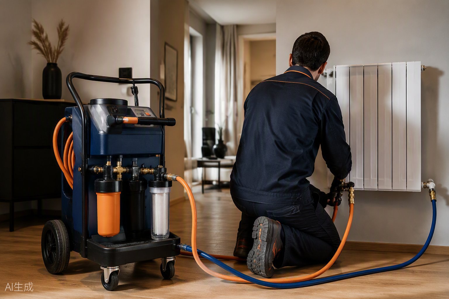 Lavaggio impianto di riscaldamento a Vimercate — power flushing su impianto storico del centro